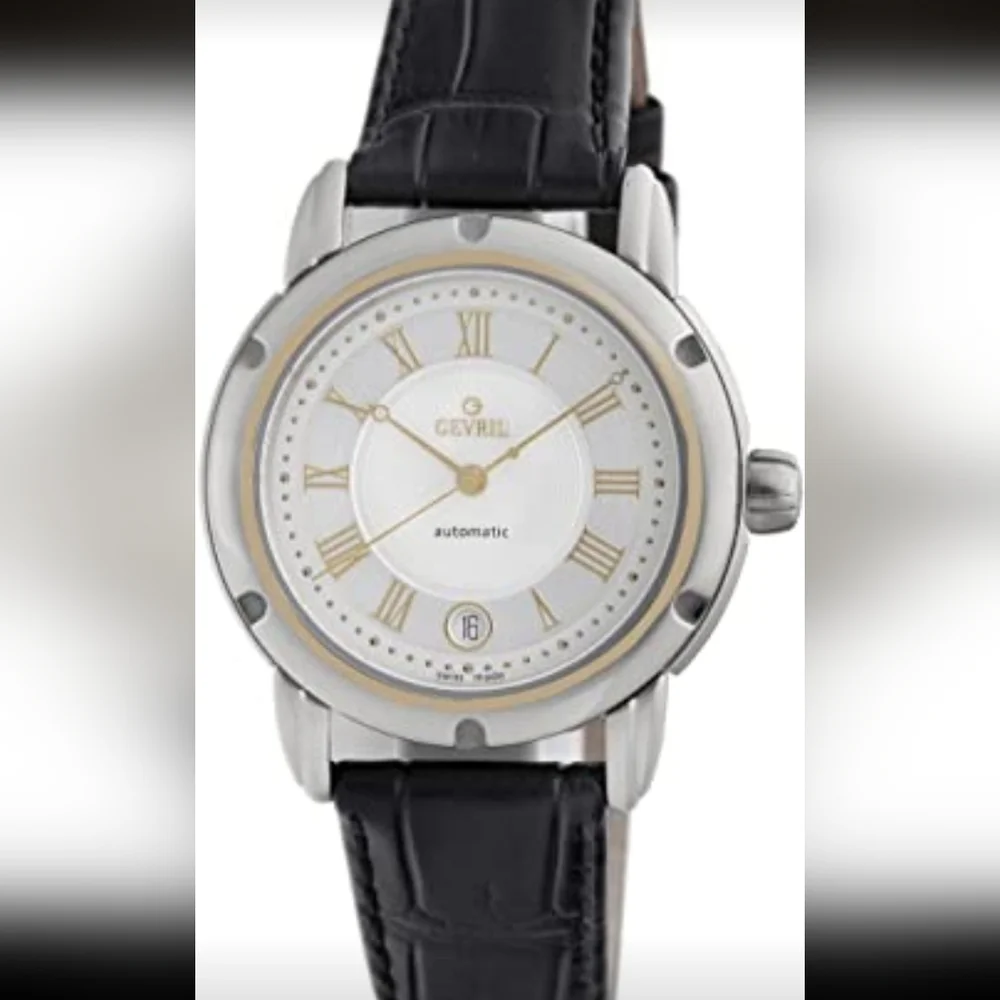Gevril Men's Black Leather Stainless Steel AO111R First Generation Watch